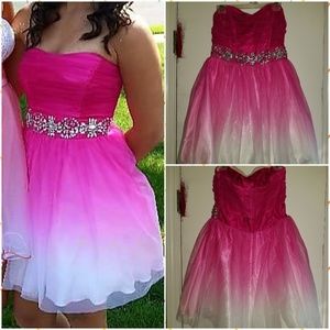 Hot pink ombre formal dress